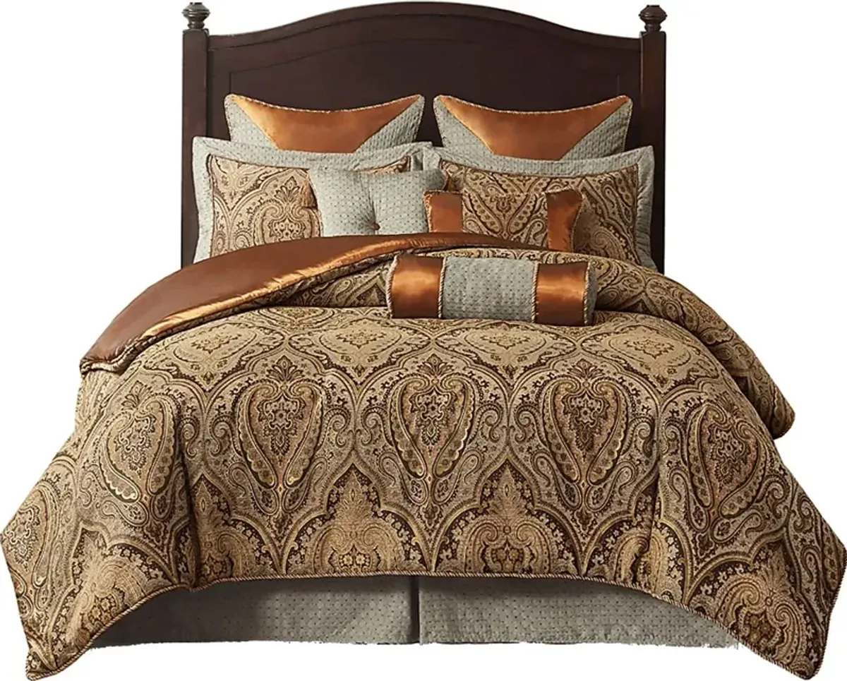 Danom Brown 9pc Queen Comforter Set