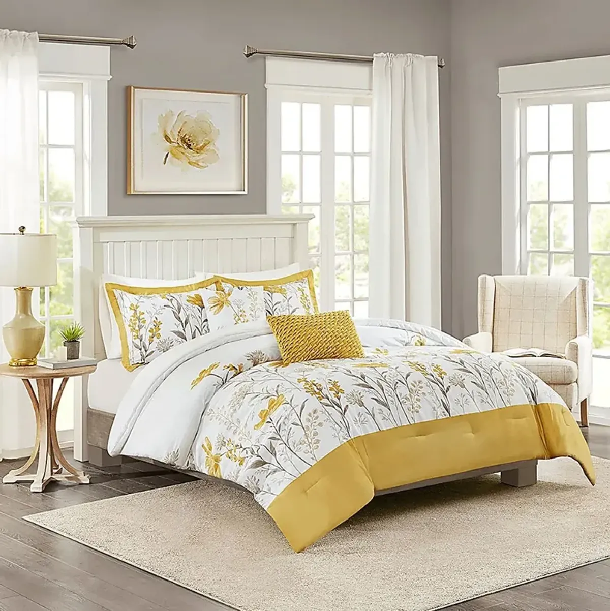 Milaia Yellow 5pc Full Comforter Set