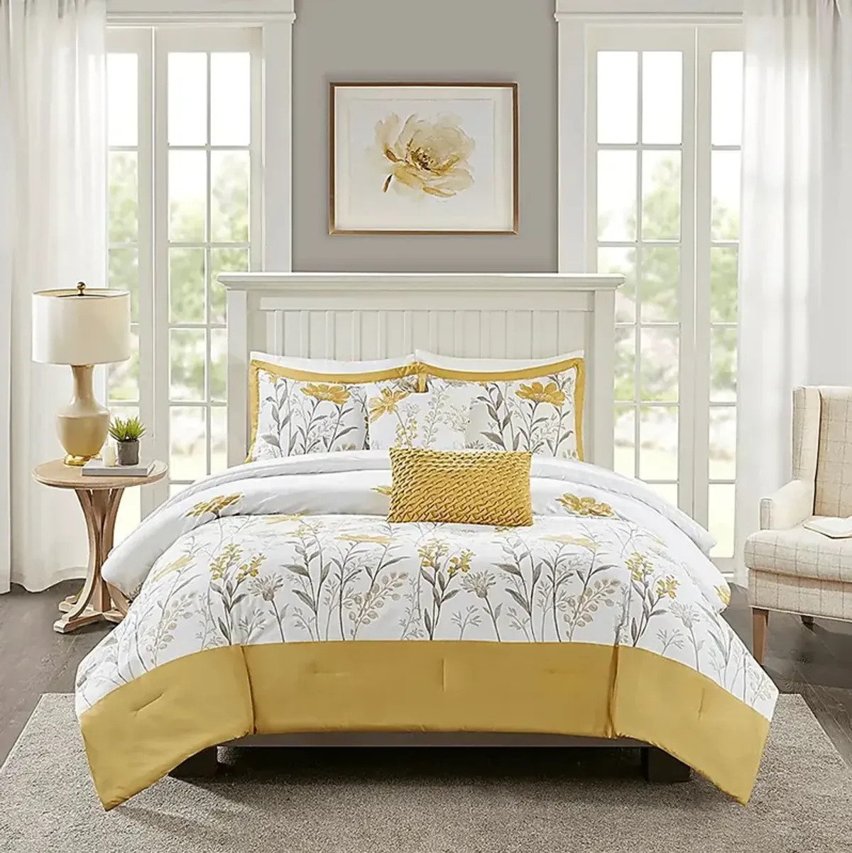 Milaia Yellow 5pc Full Comforter Set