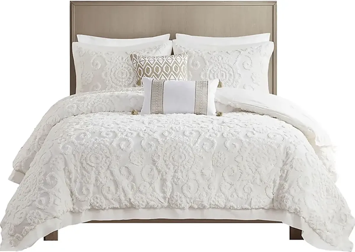 Alaegha Ivory 3 pc Full/Queen Comforter Set