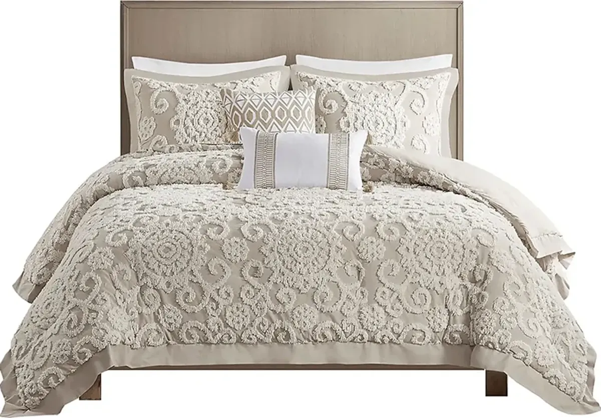 Alaegha Beige 3 pc King Comforter Set
