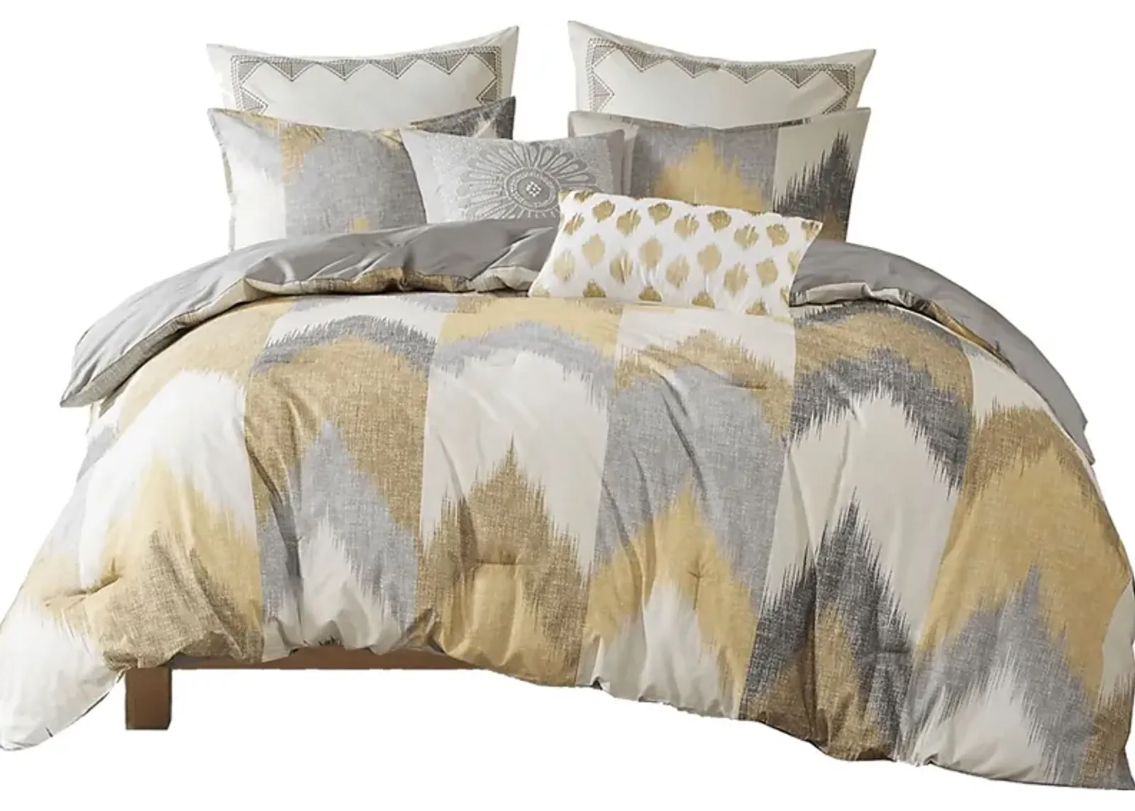 Saraia Yellow 3 pc Full/ Queen Comforter Set