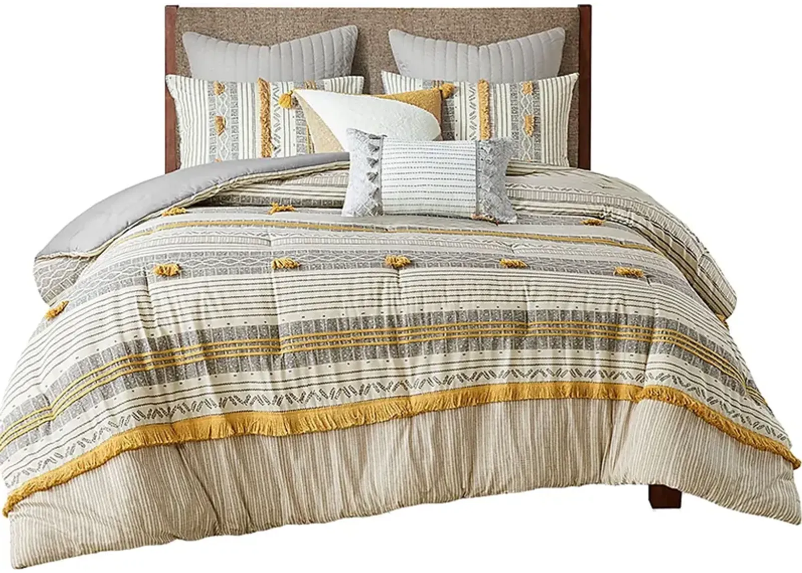 Saedi Gray Full/Queen 3 pc Comforter Set