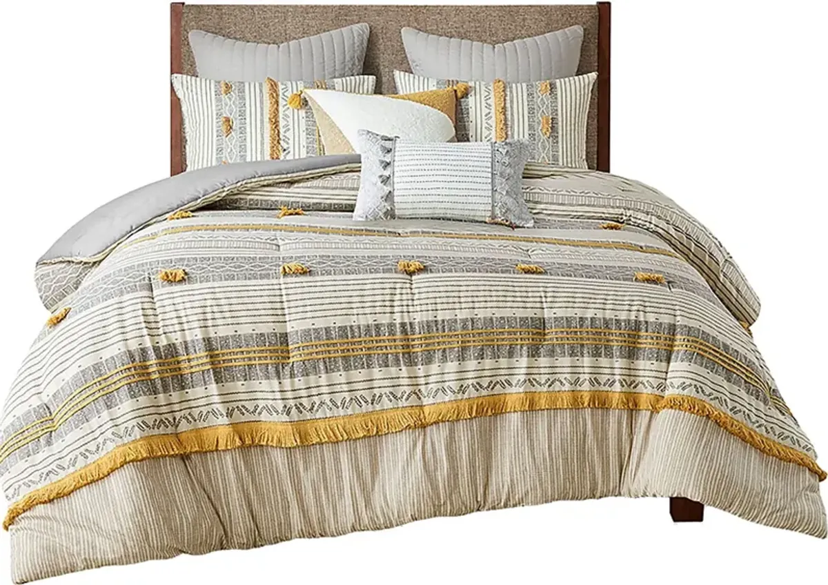 Saedi Gray Full/Queen 3 pc Comforter Set