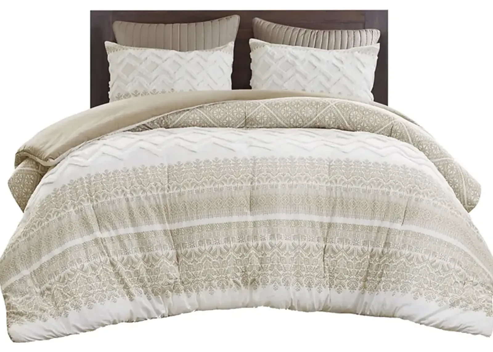 Alren Beige Full/ Queen 3 pc Comforter Set