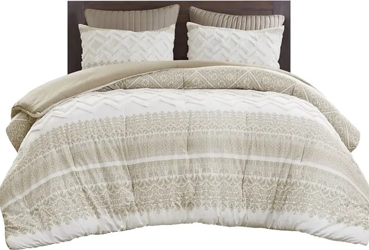 Alren Beige Full/ Queen 3 pc Comforter Set