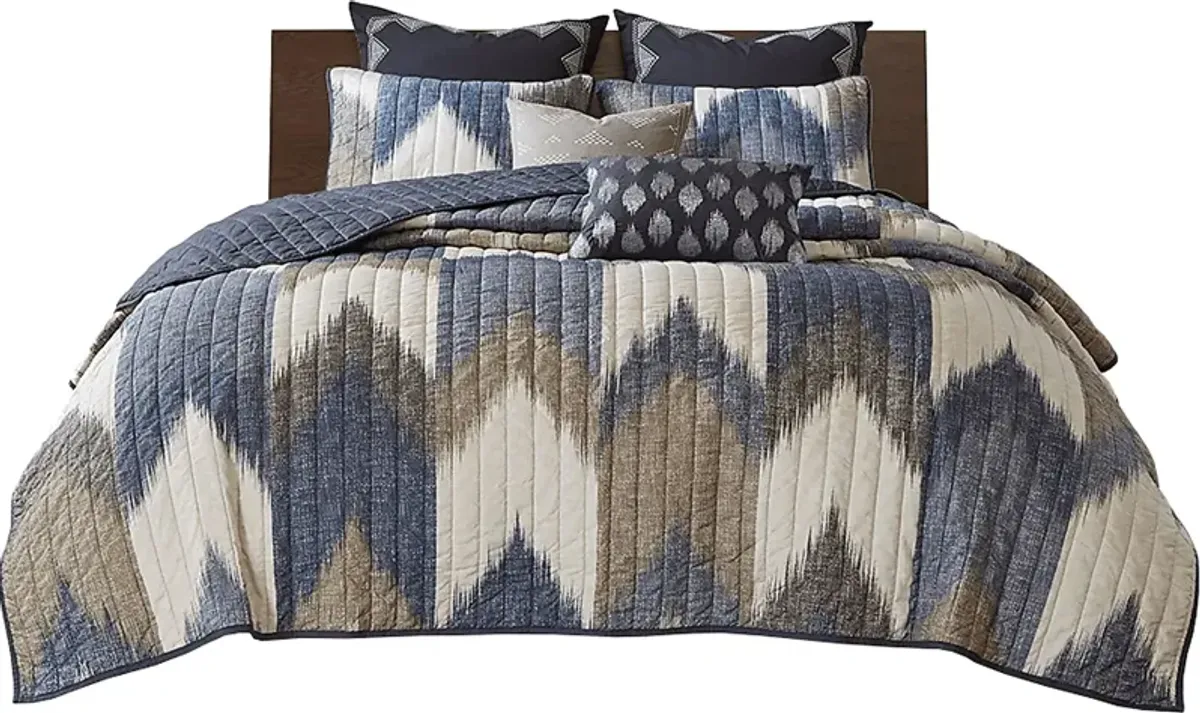 Kartr Blue Full/Queen 3 pc Quilt Set