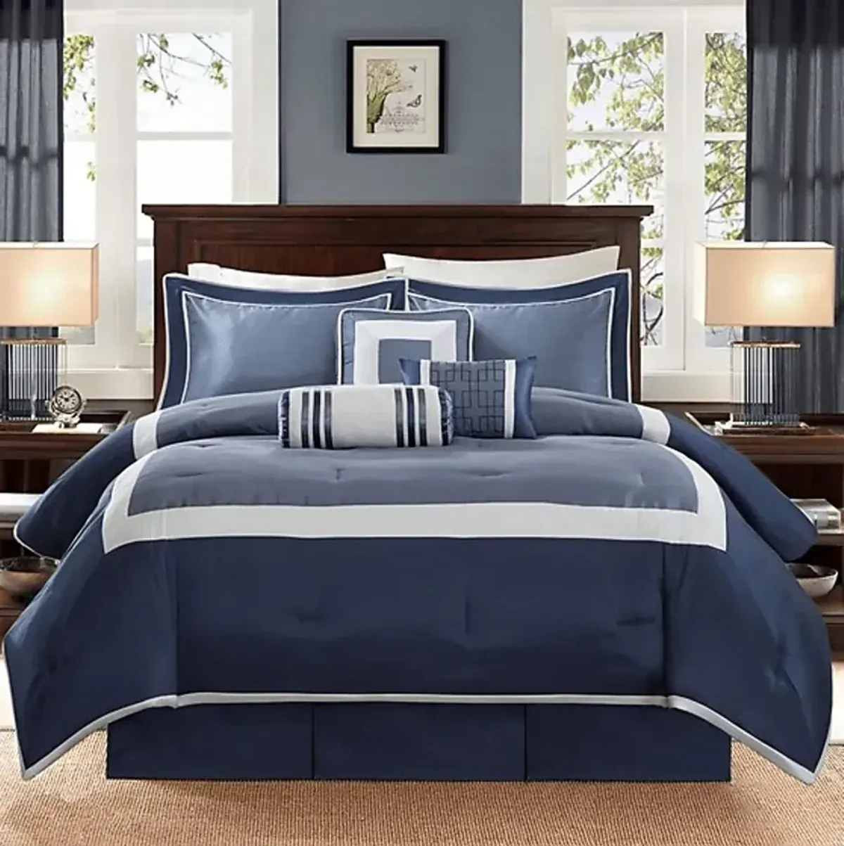 Jame Blue 7 pc Queen Comforter Set