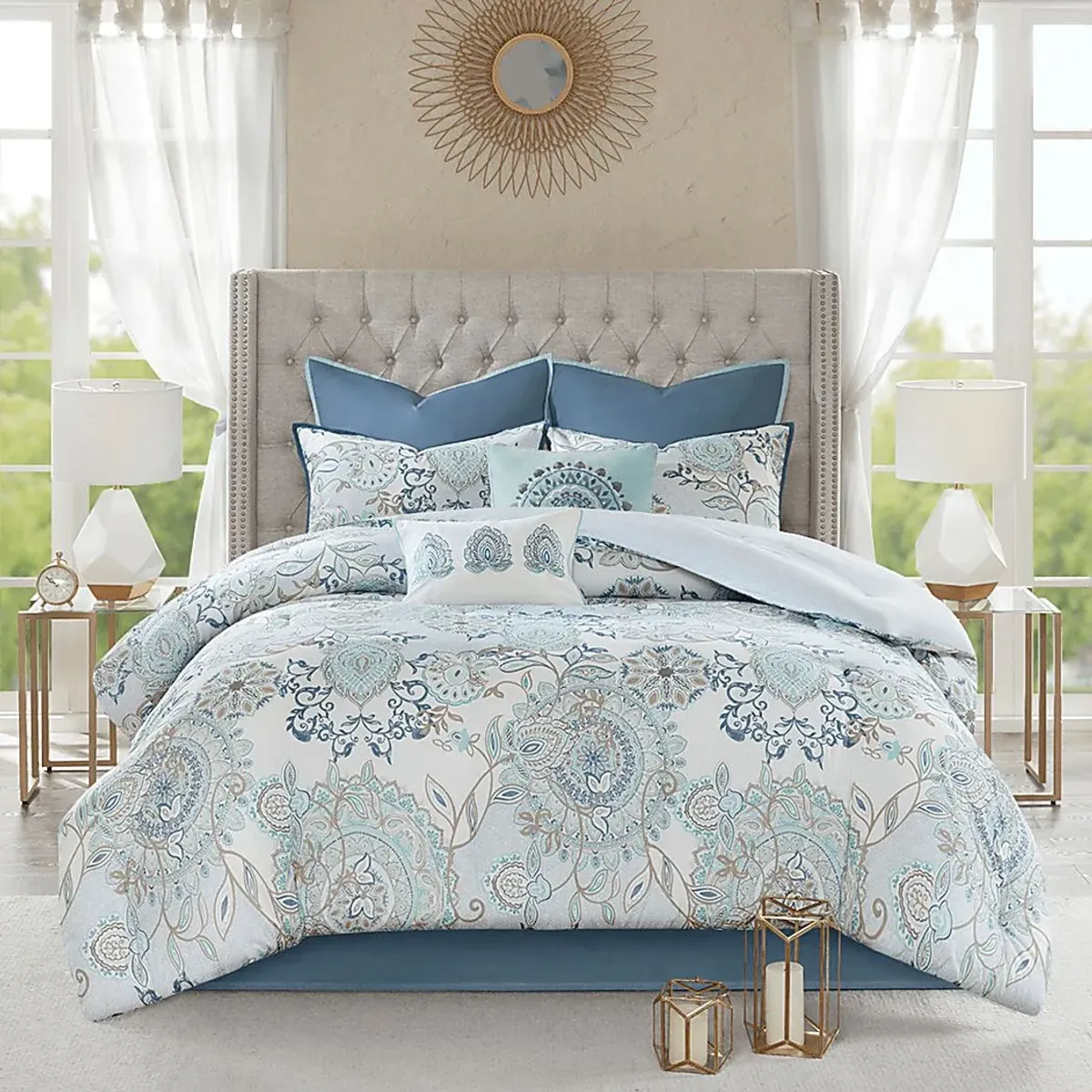 Jazmina Blue 8 pc King Comforter Set