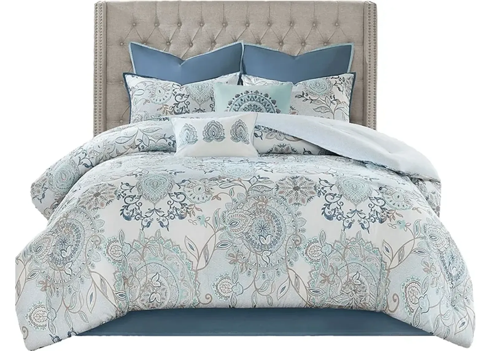 Jazmina Blue 8 pc King Comforter Set