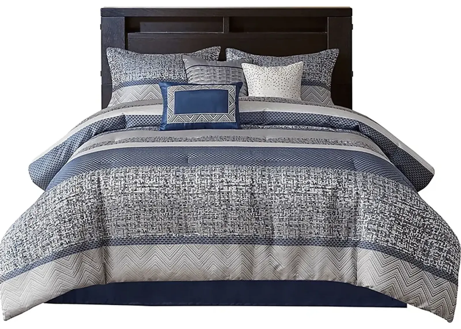 Zaiyah Blue 7 pc King Comforter Set