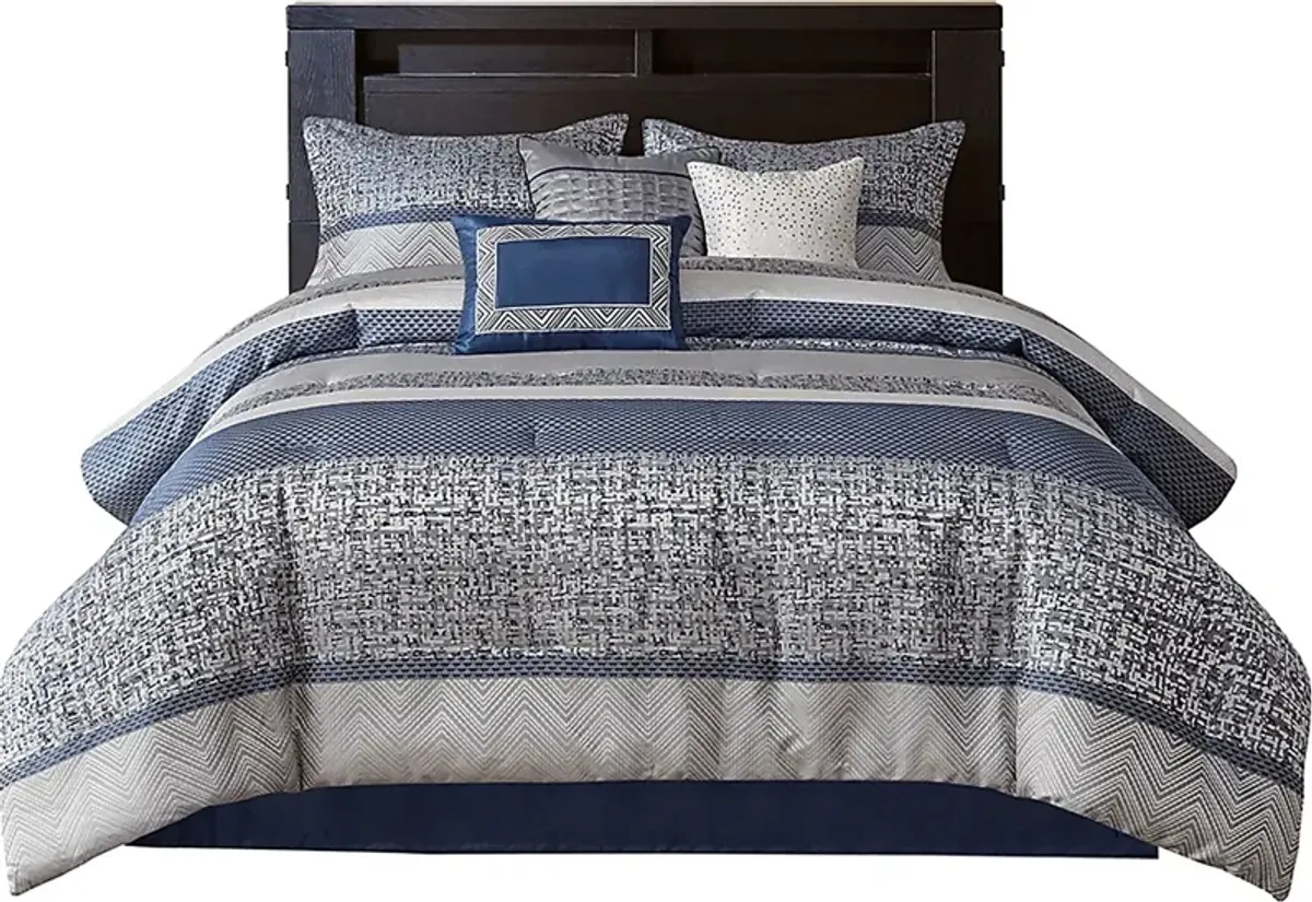 Zaiyah Blue 7 pc Cal King Comforter Set