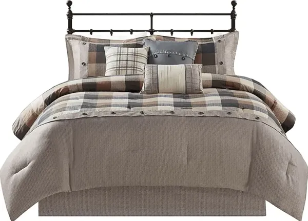 Amaeri Beige 7 pc Queen Comforter Set