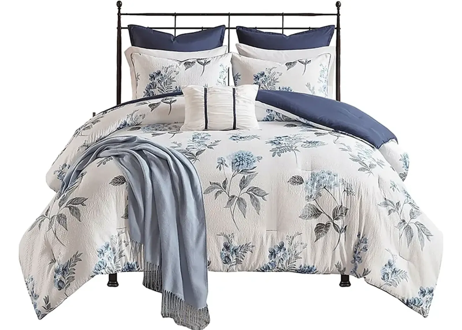 Brindan Blue 7 pc Full/ Queen Comforter Set