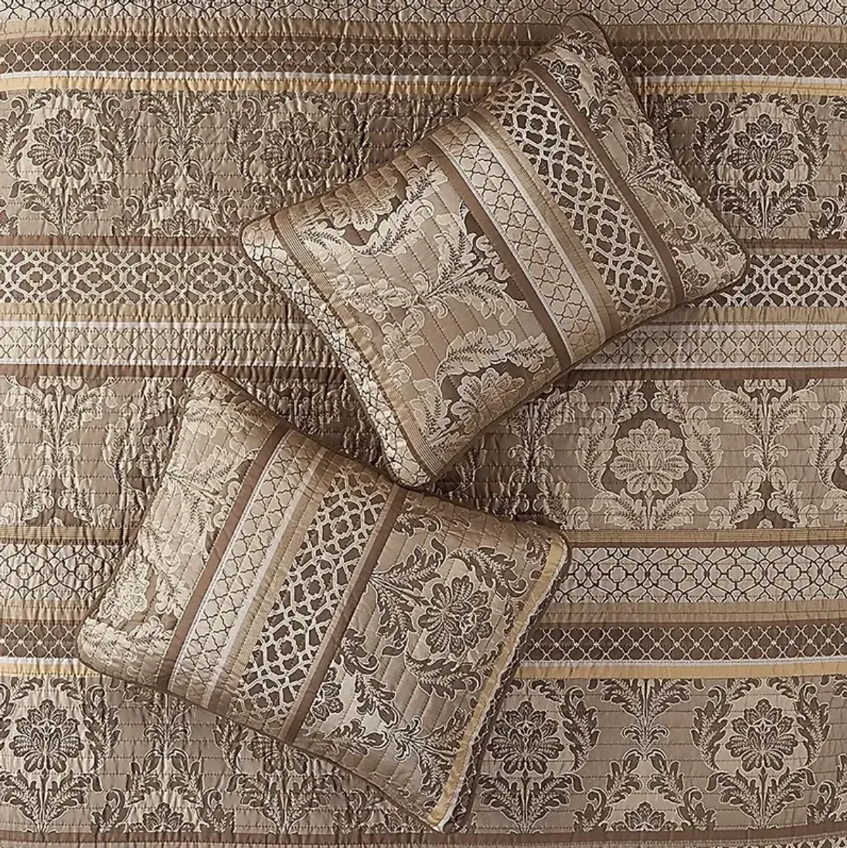 Zavis Brown 6 pc Full/ Queen Quilt Set