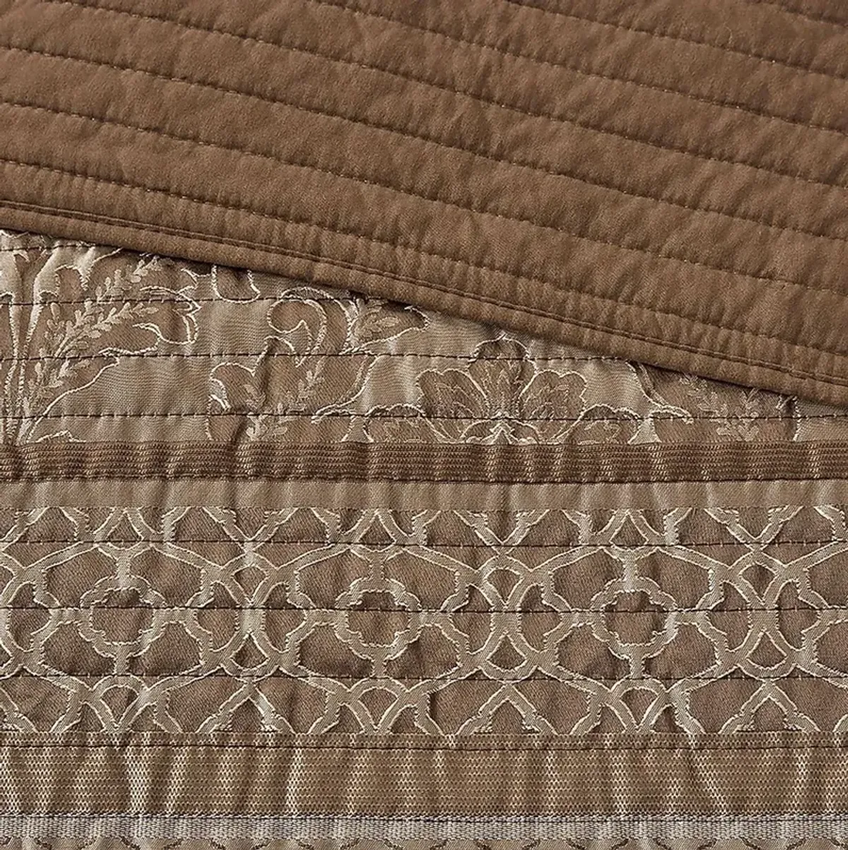 Zavis Brown 6 pc Full/ Queen Quilt Set