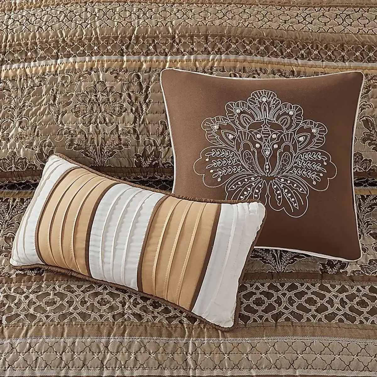 Zavis Brown 6 pc Full/ Queen Quilt Set