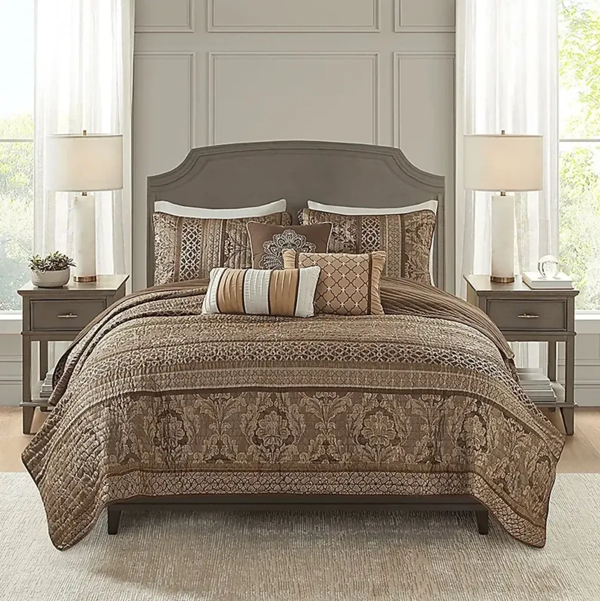 Zavis Brown 6 pc King/Cal King Quilt Set