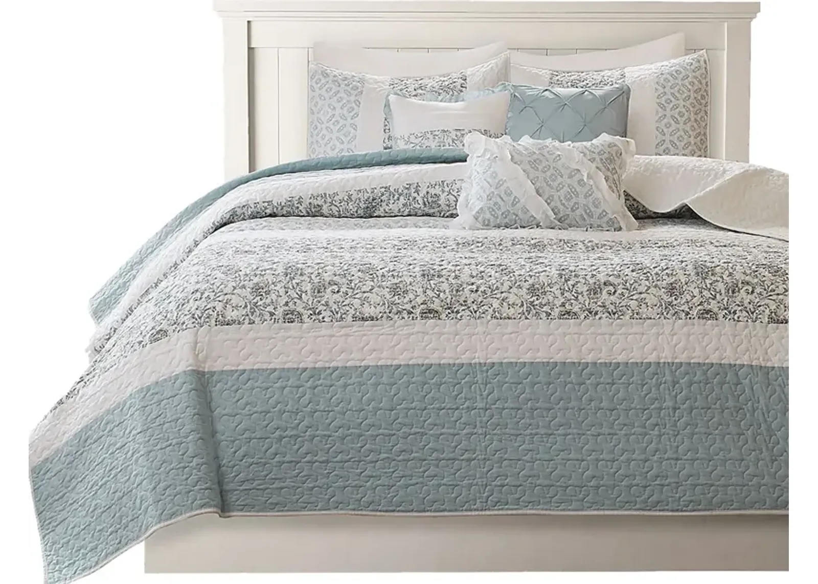 Brayln Blue 6 pc King/Cal King Quilt Set