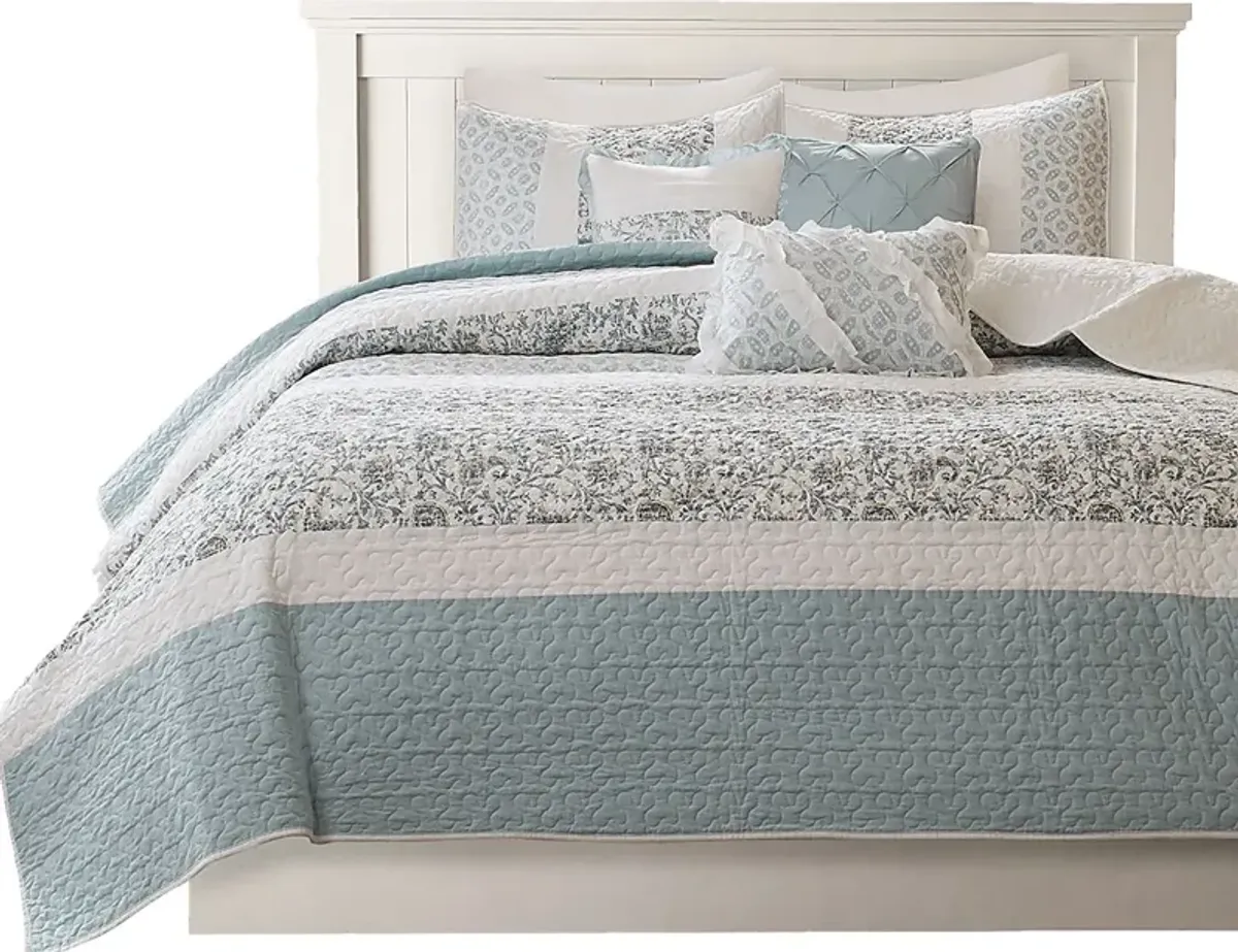 Brayln Blue 6 pc King/Cal King Quilt Set