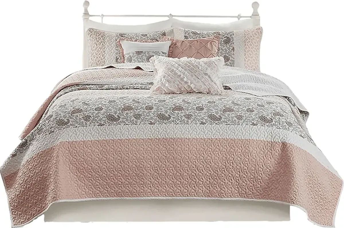 Pabl Blush 6 pc Full/Queen Quilt Set