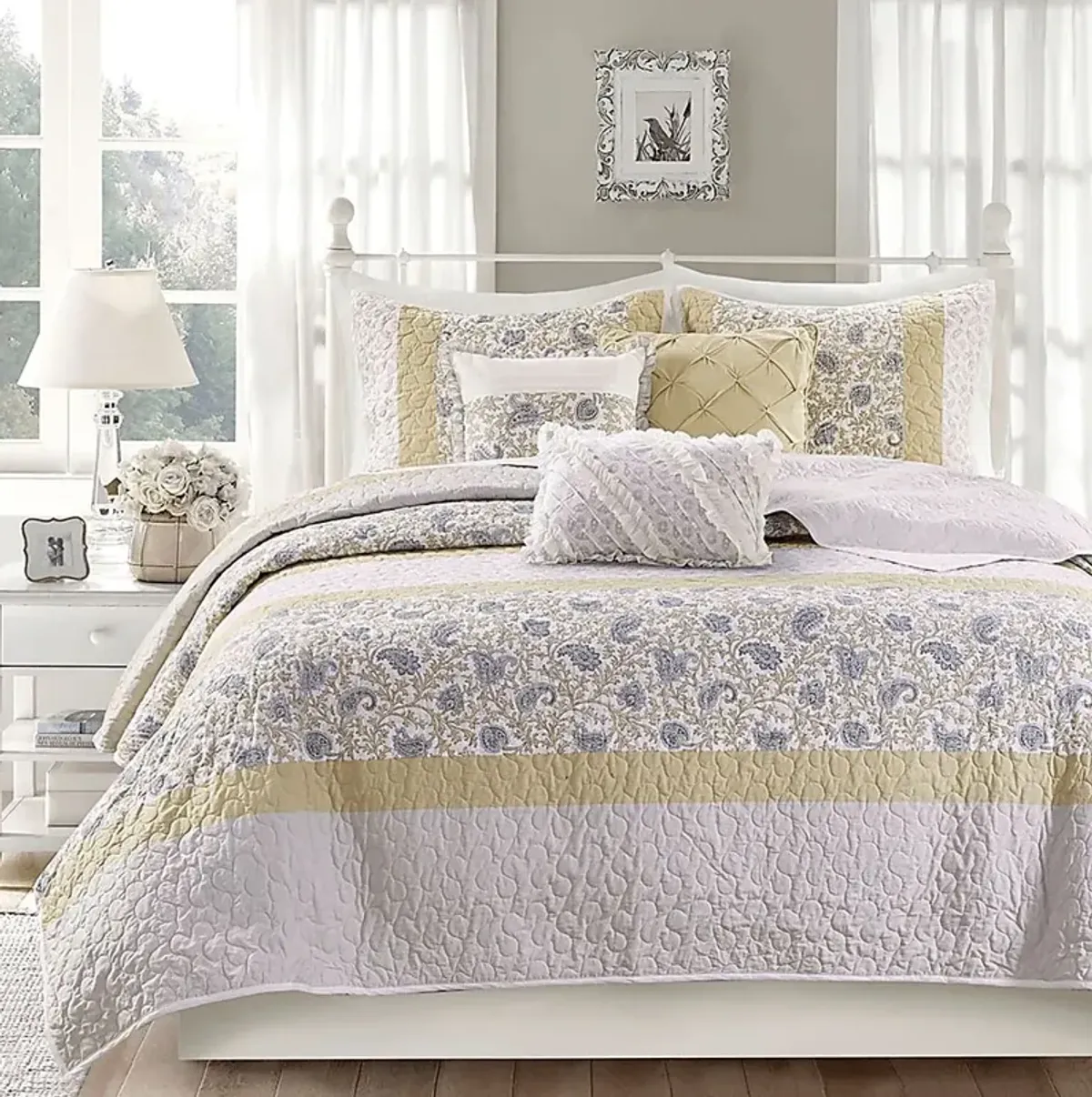 Pabl Yellow 6 pc Full/Queen Quilt Set