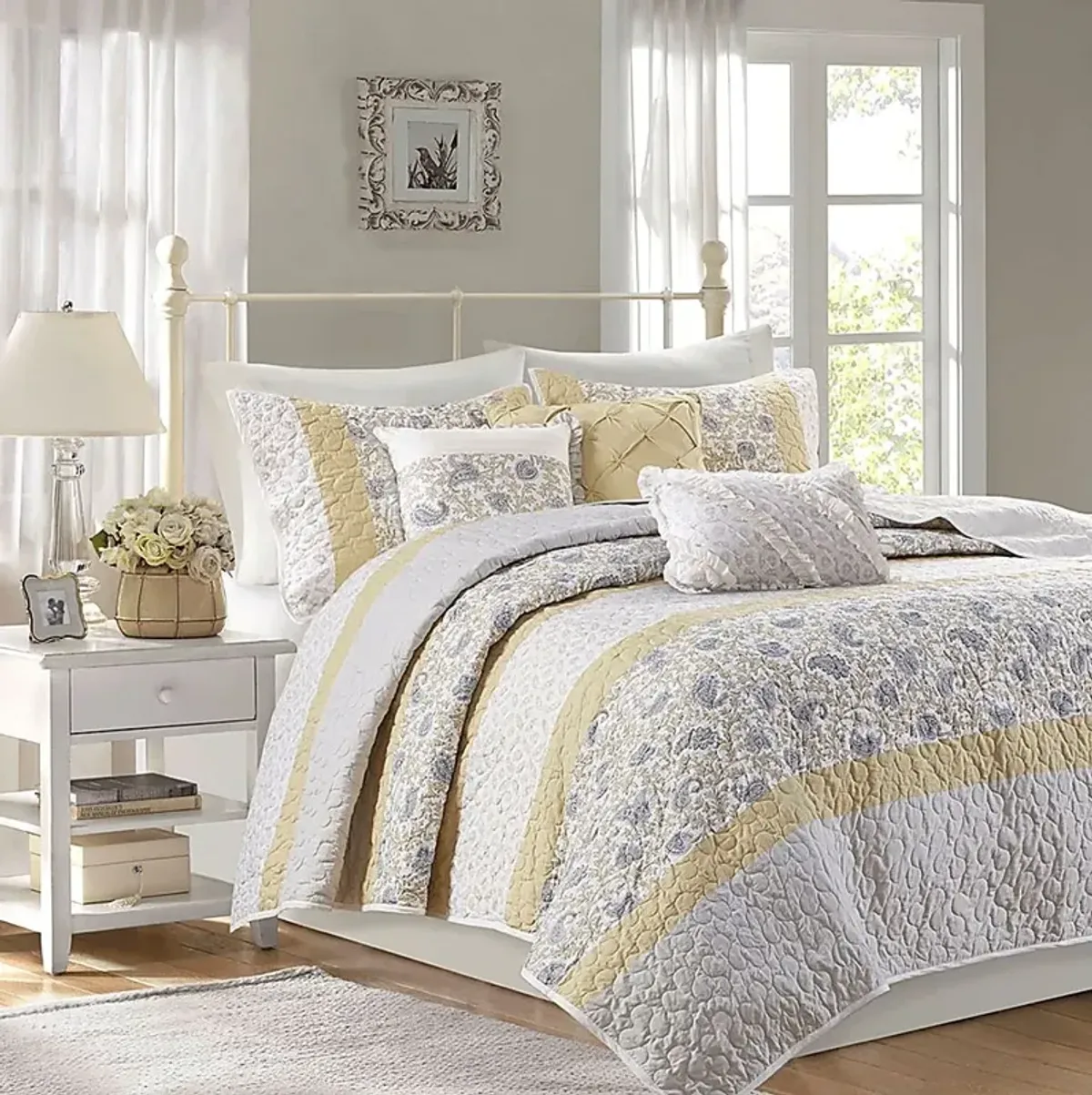 Pabl Yellow 6 pc Full/Queen Quilt Set