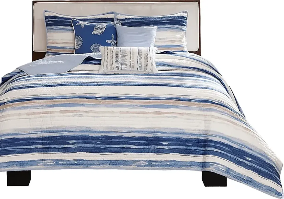 Lillya Blue 6 pc King/Cal King Quilt Set