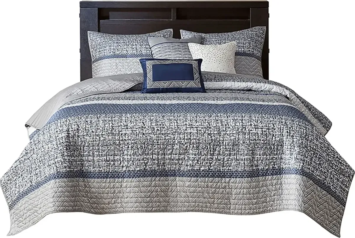 Charleagh Blue 6 pc King/Cal King Quilt Set