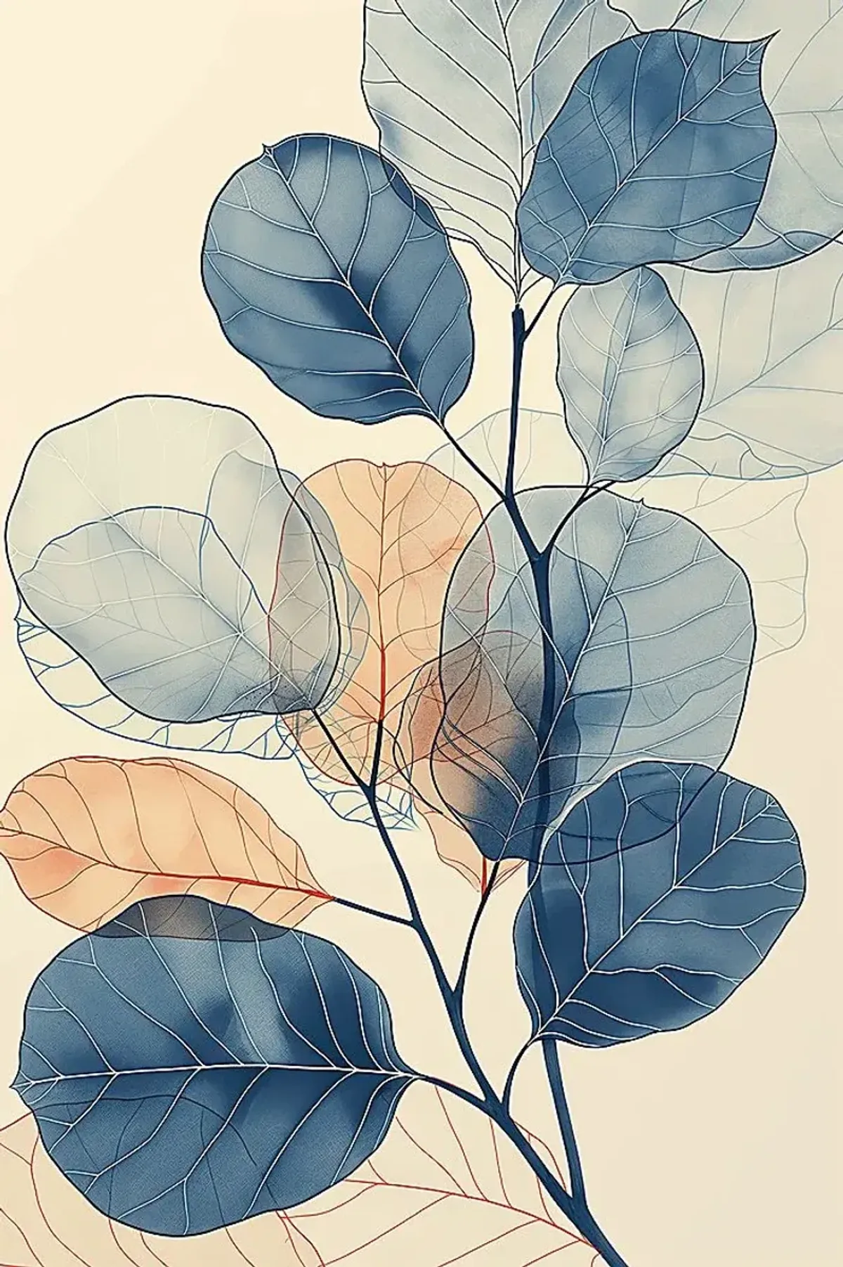 Plumerias Blue Artwork