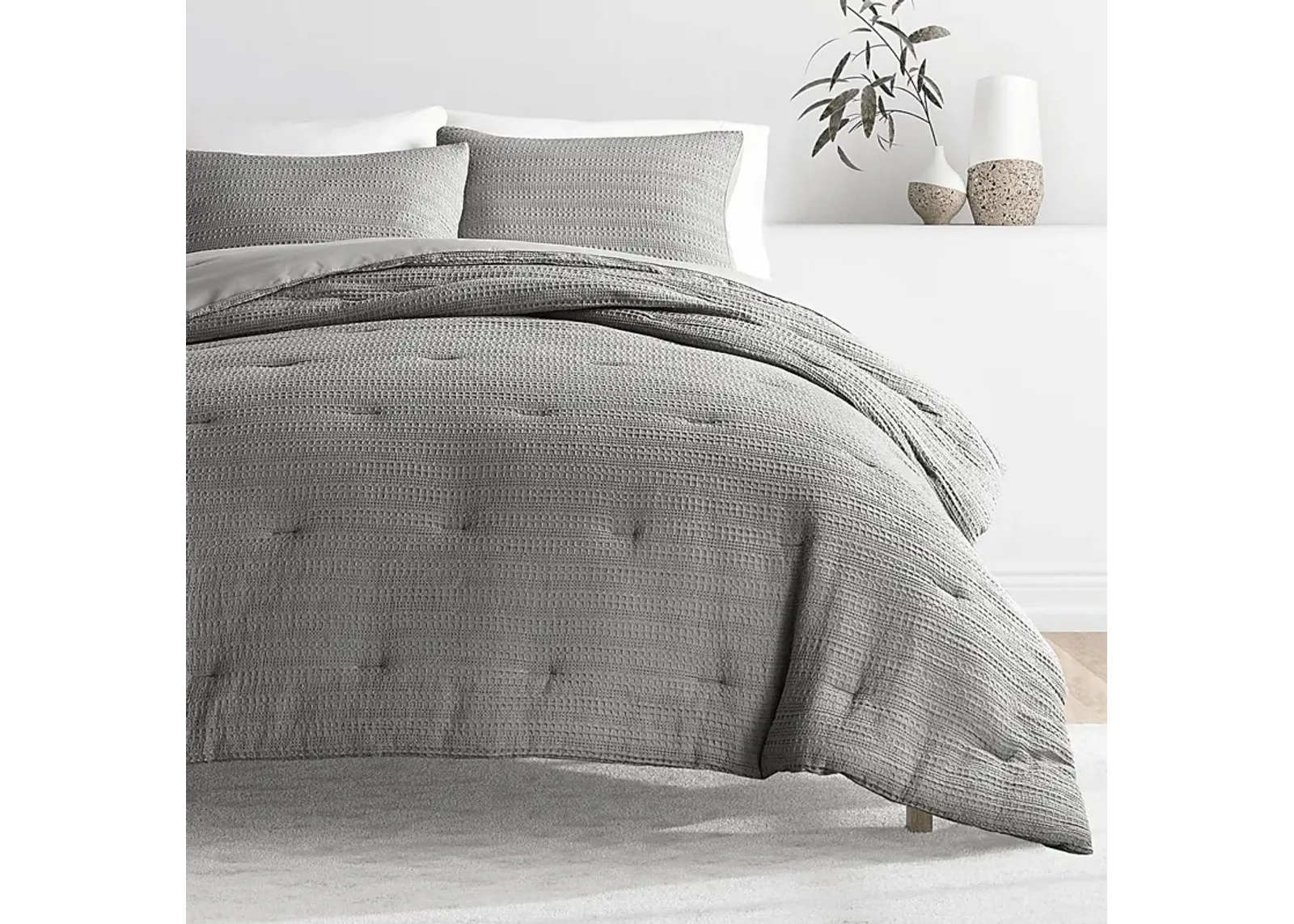 Hoplily Gray 3pc King Comforter Set