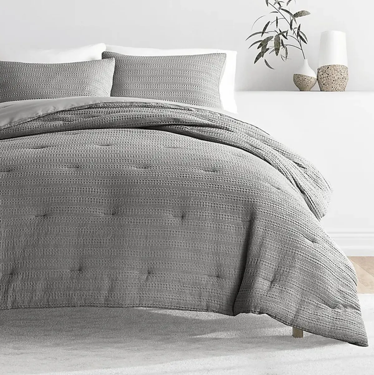 Hoplily Gray 3pc King Comforter Set