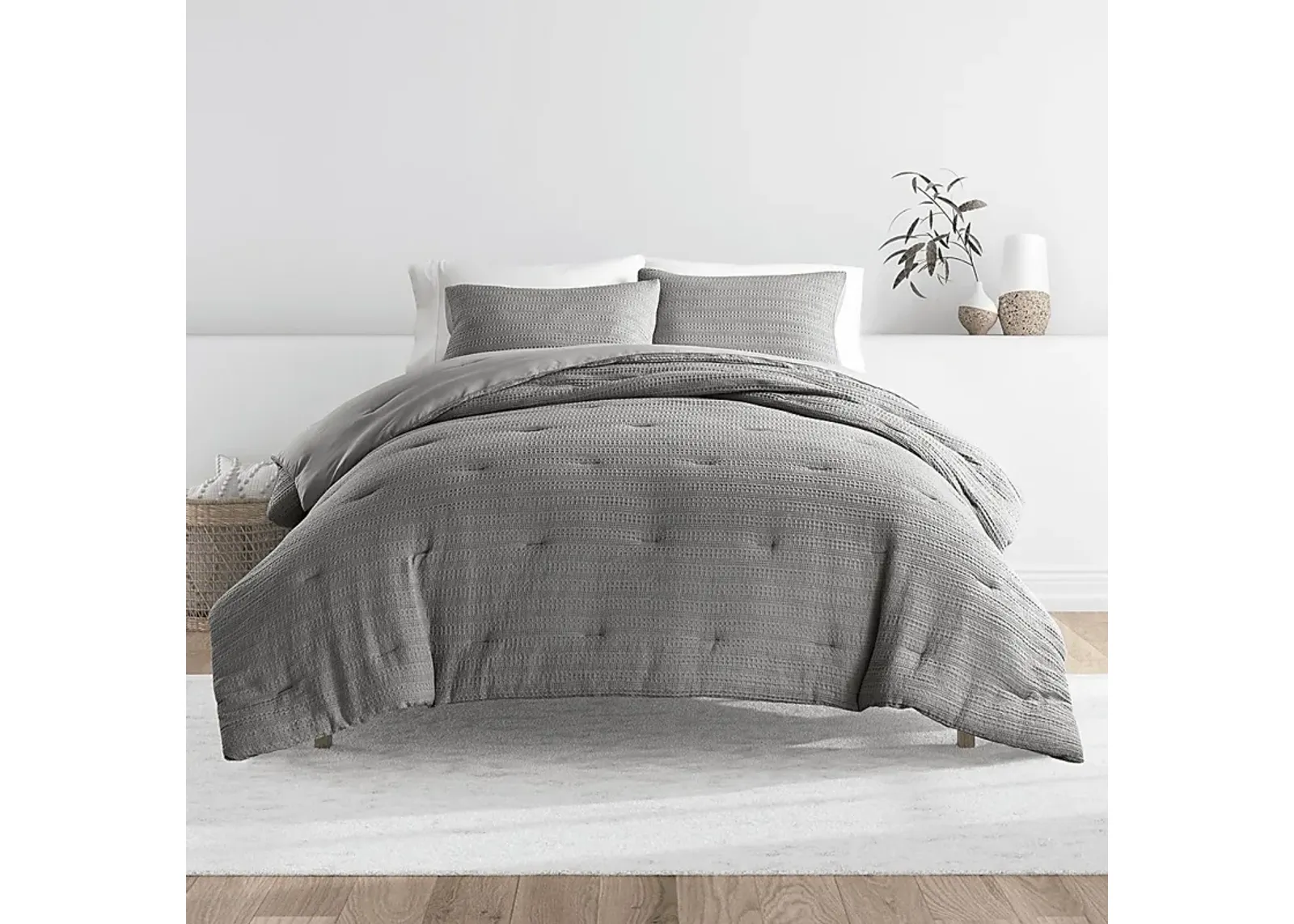 Hoplily Gray 3pc King Comforter Set