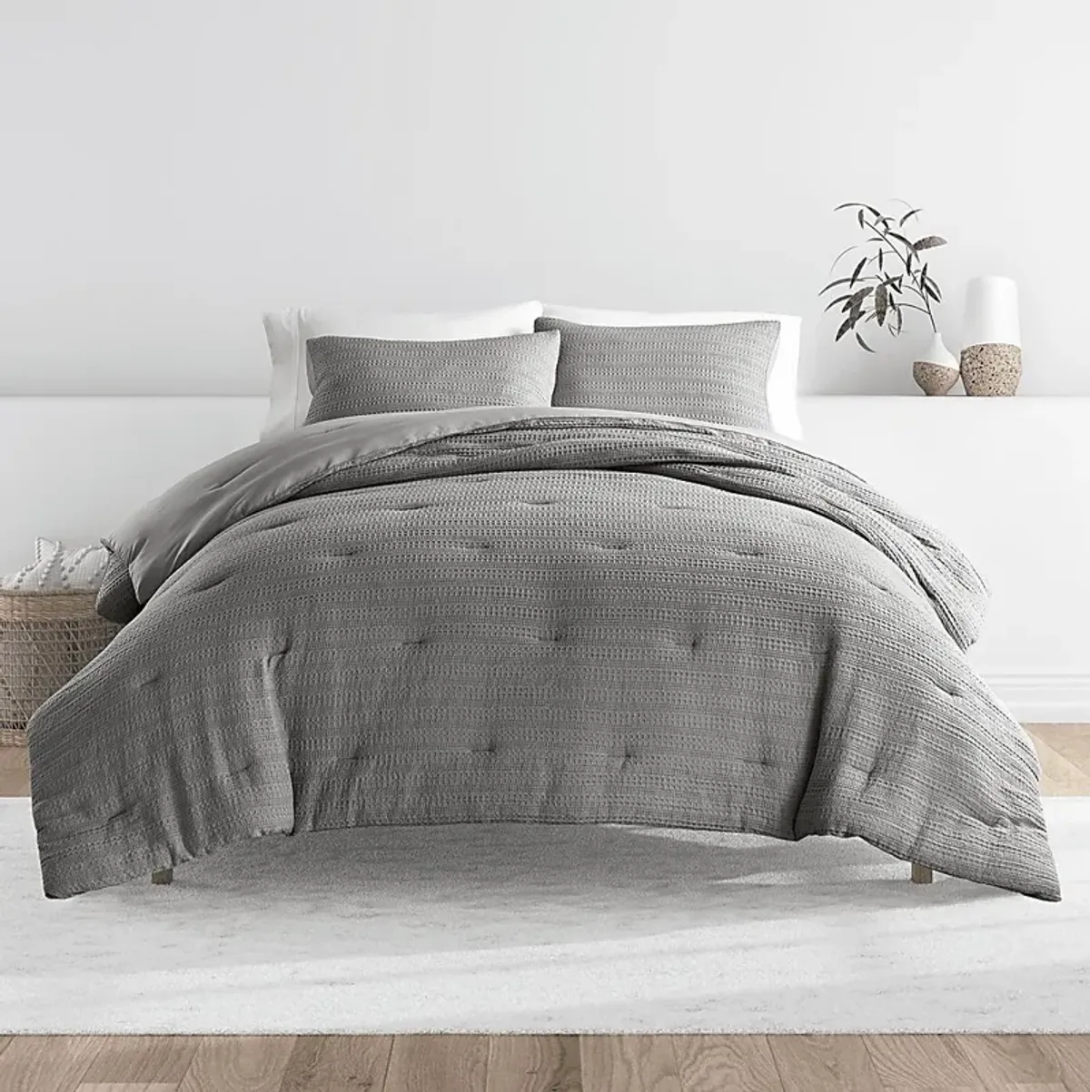 Hoplily Gray 3pc King Comforter Set