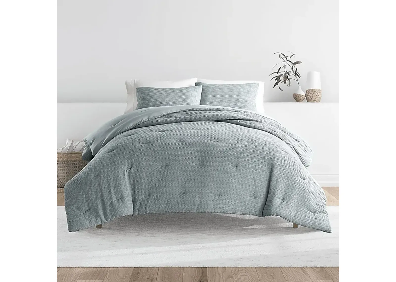 Hoplily Light Blue 3pc Queen Comforter Set