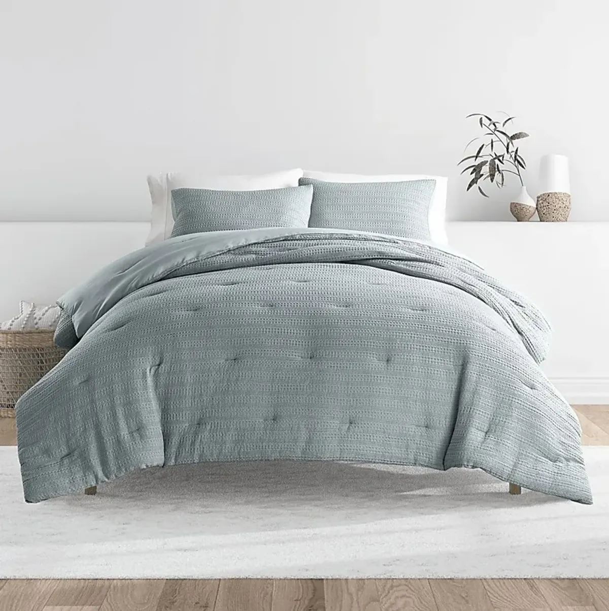 Hoplily Light Blue 3pc Queen Comforter Set