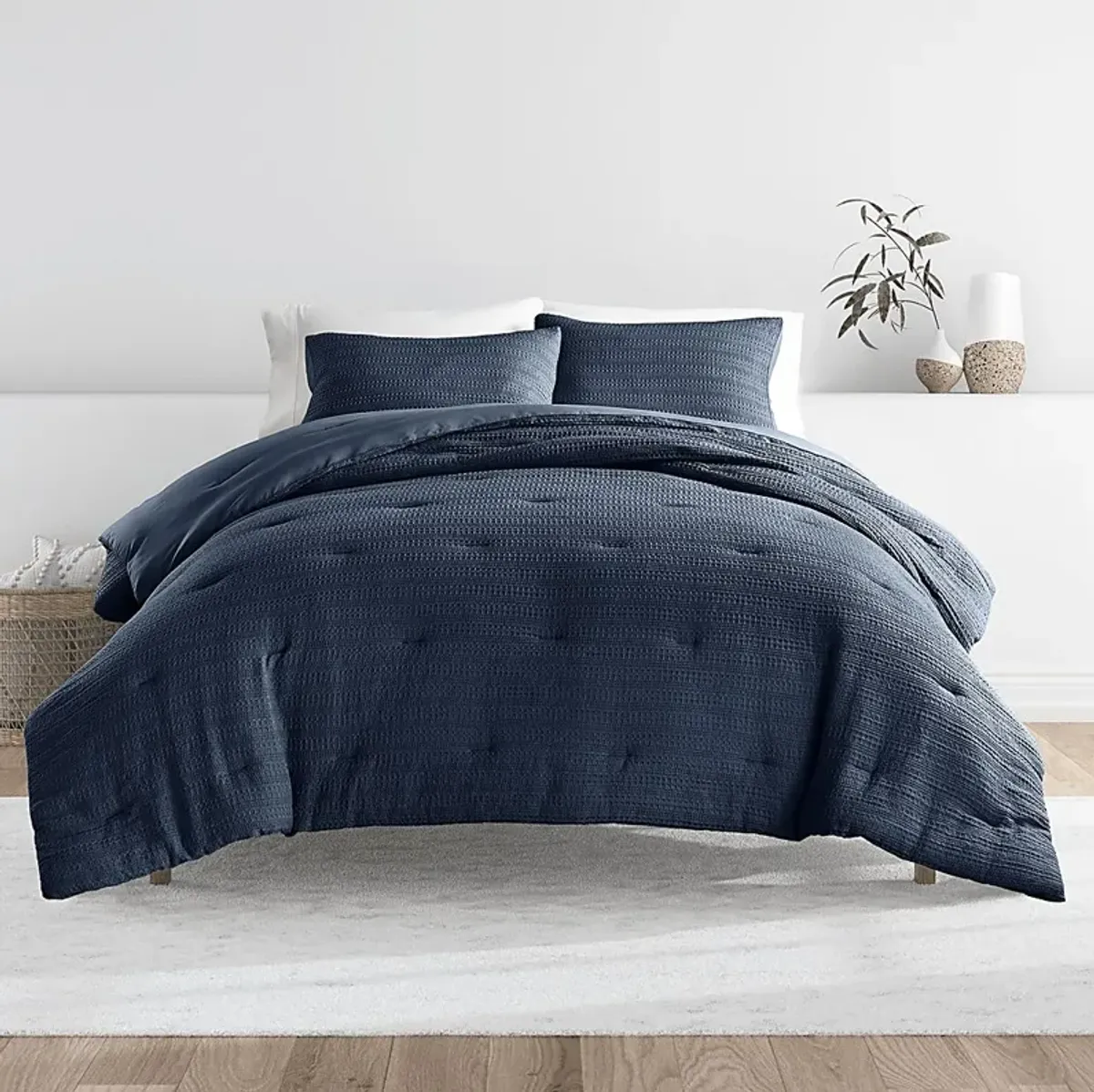 Hoplily Navy 2pc Twin Comforter Set