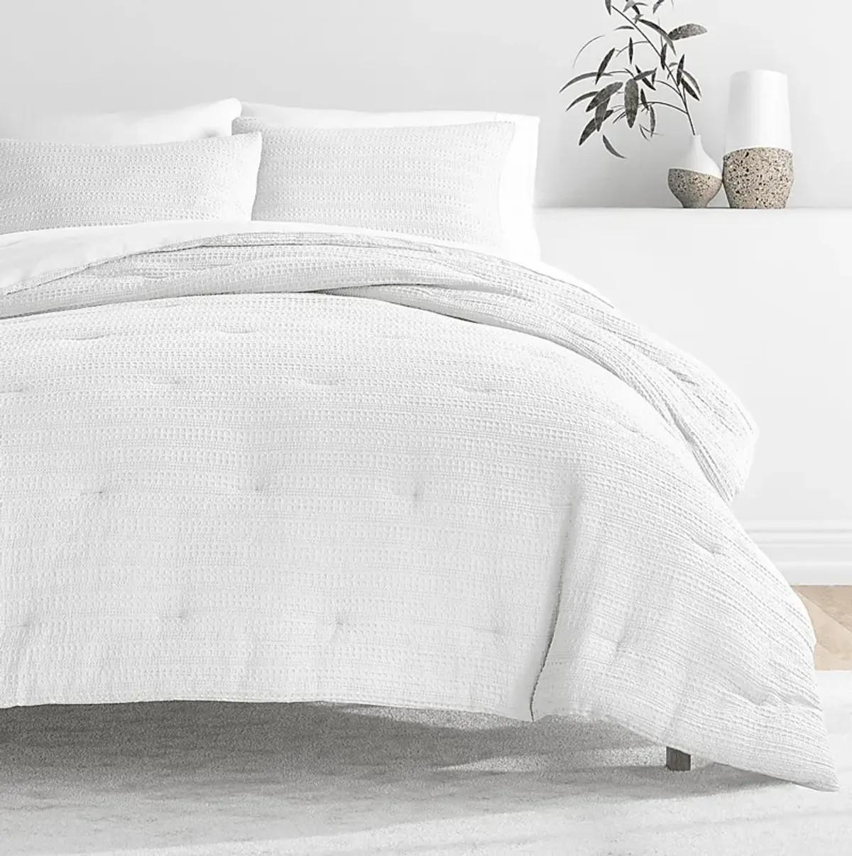 Hoplily White 2pc Twin Comforter Set