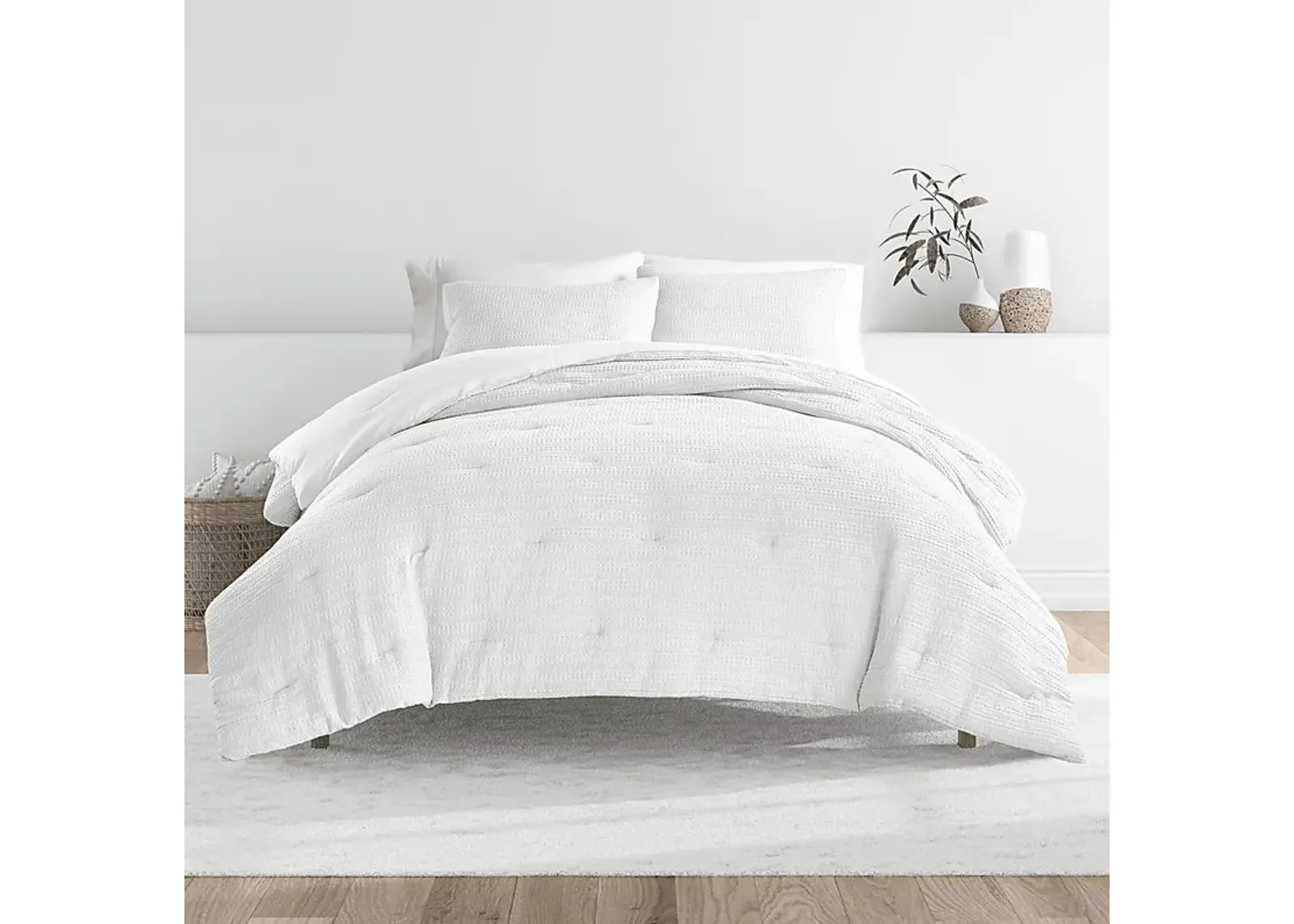 Hoplily White 2pc Twin Comforter Set