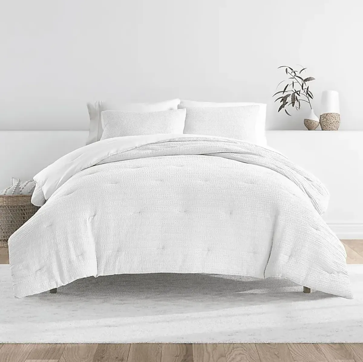 Hoplily White 2pc Twin Comforter Set