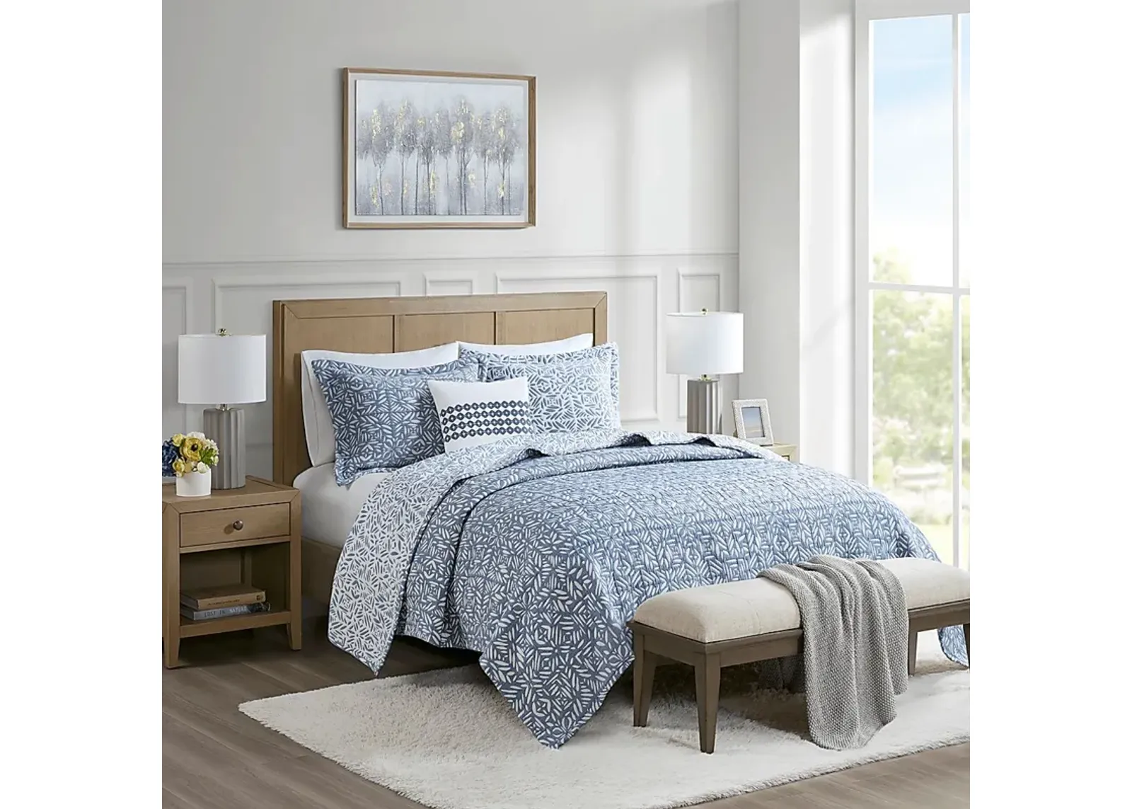 Washmon Blue 4 Pc King/California King Quilt Set