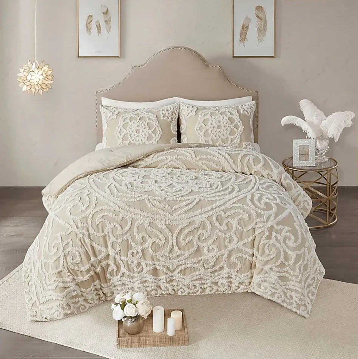 Decoty Taupe 3 Pc Full/Queen Comforter Set