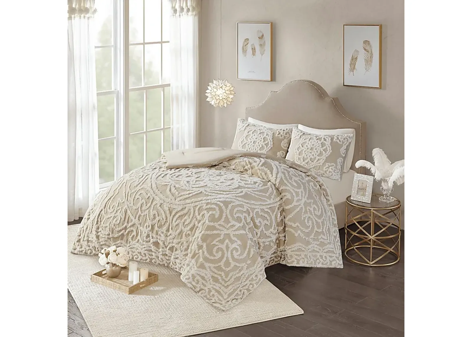 Decoty Taupe 3 Pc Full/Queen Comforter Set