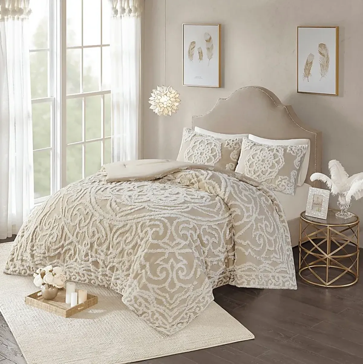 Decoty Taupe 3 Pc Full/Queen Comforter Set