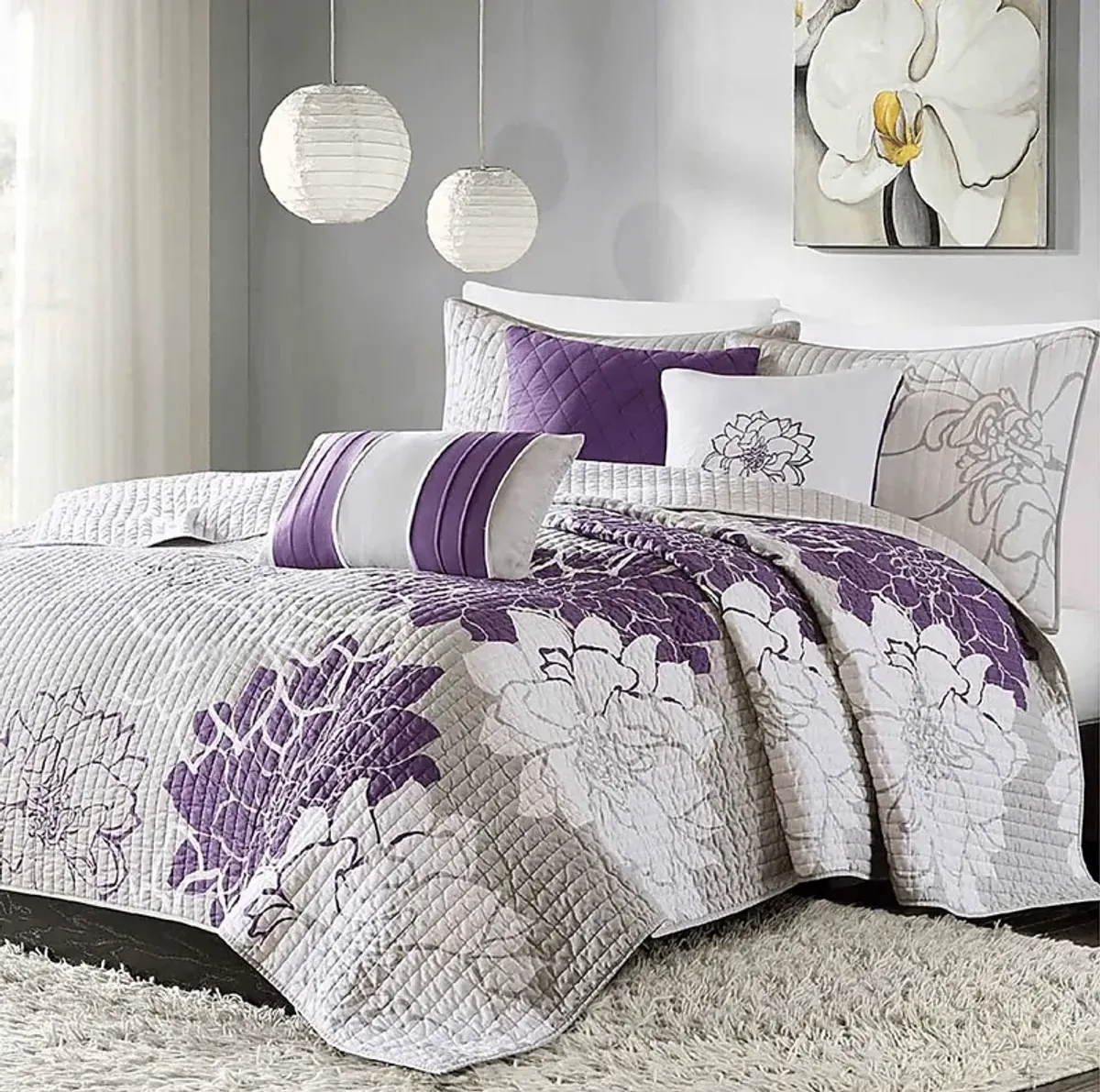 Heslep Purple 6 Pc Full/Queen Quilt Set