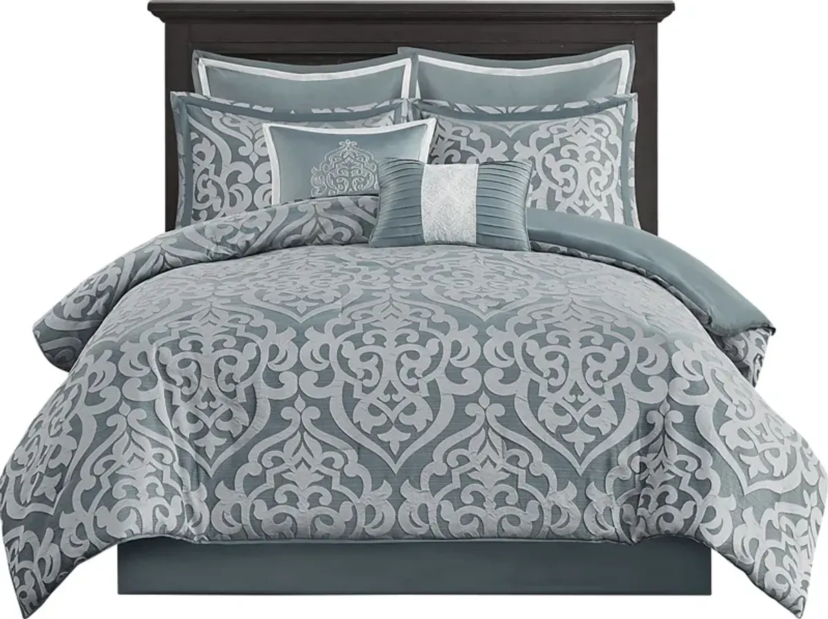 Shefflera Blue 8 Pc Queen Comforter Set