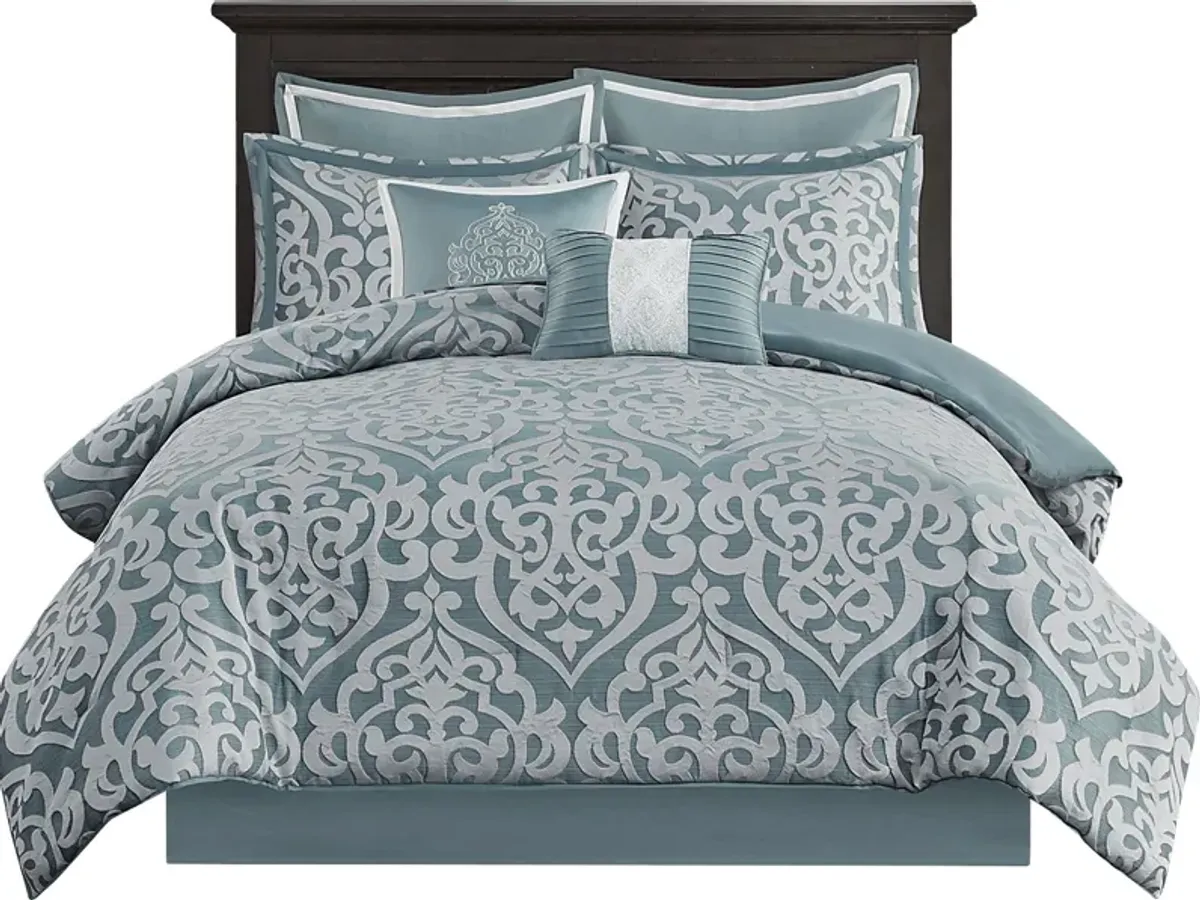 Shefflera Blue 8 Pc Queen Comforter Set