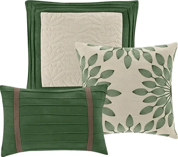 Tabosa Green 7 Pc Queen Comforter Set