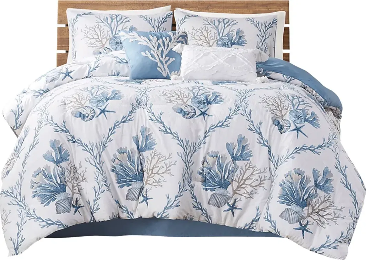 Threeawn Blue 6 Pc Full Comforter Set