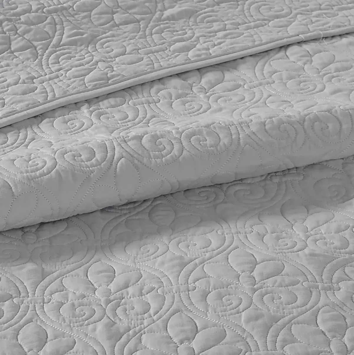 Toyah Gray 3 Pc Full/Queen Quilt Set